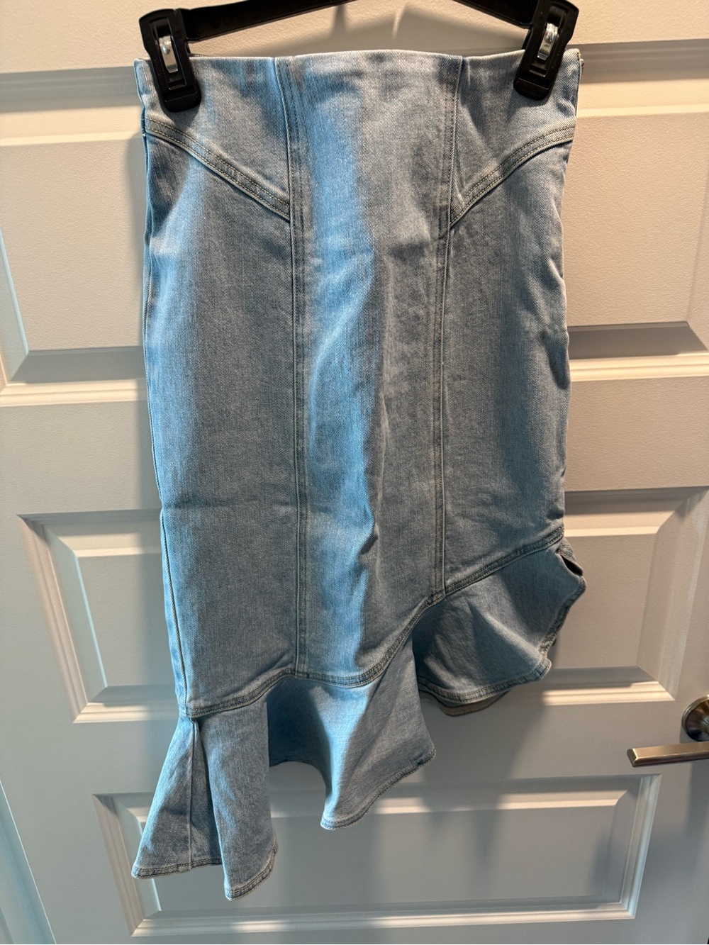 Generation Love Light Blue Denim Ruffle-Hem Skirt